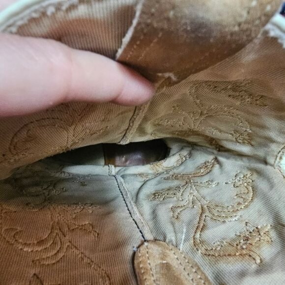 Wolverine Tan Suede Embroidered Heeled Boots Sz 7.5 Coastal Cowgirl Almond Toe - Picture 8 of 14
